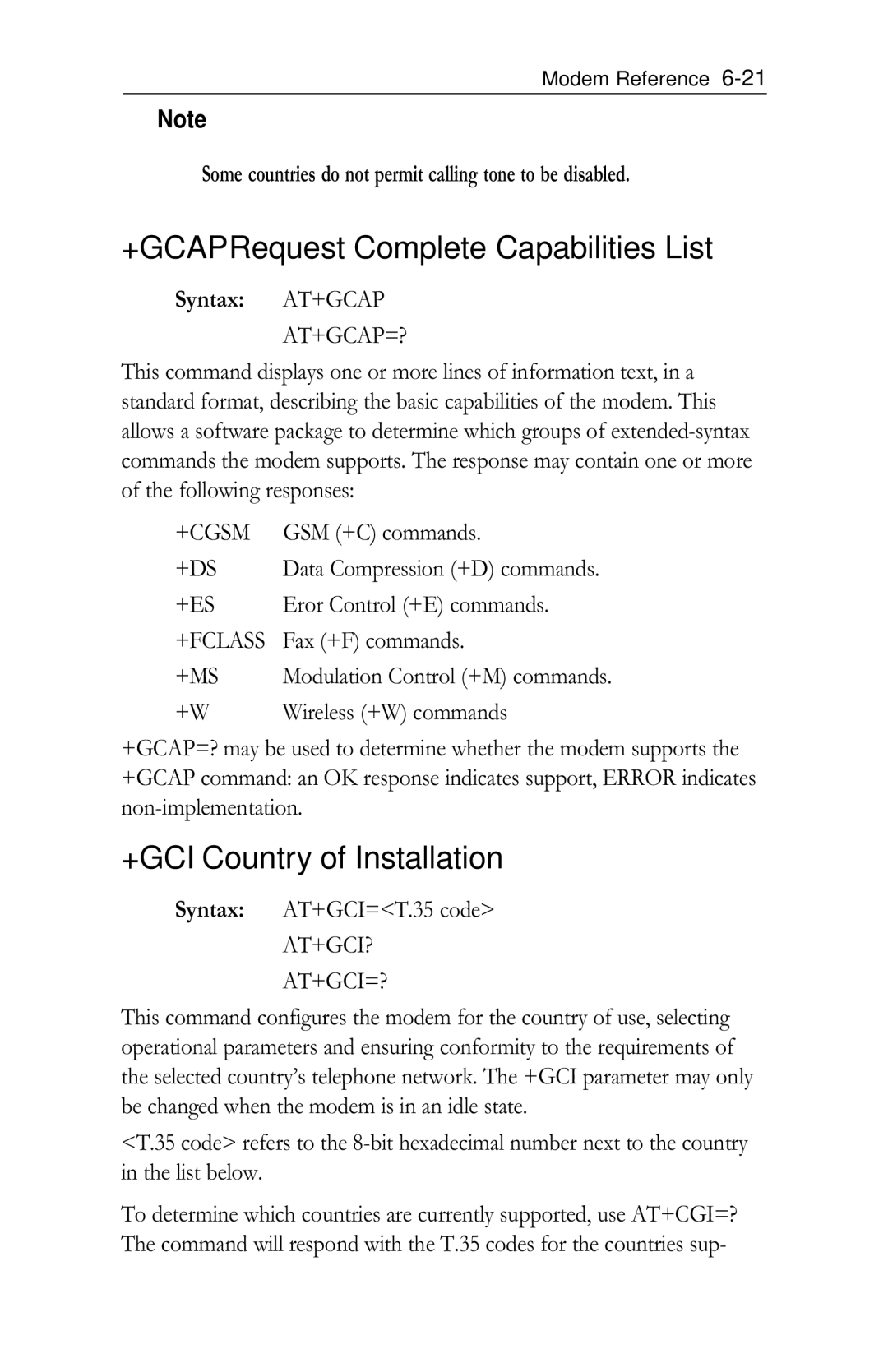 Intel PRO/100 appendix +GCAPRequest Complete Capabilities List, +GCI Country of Installation 