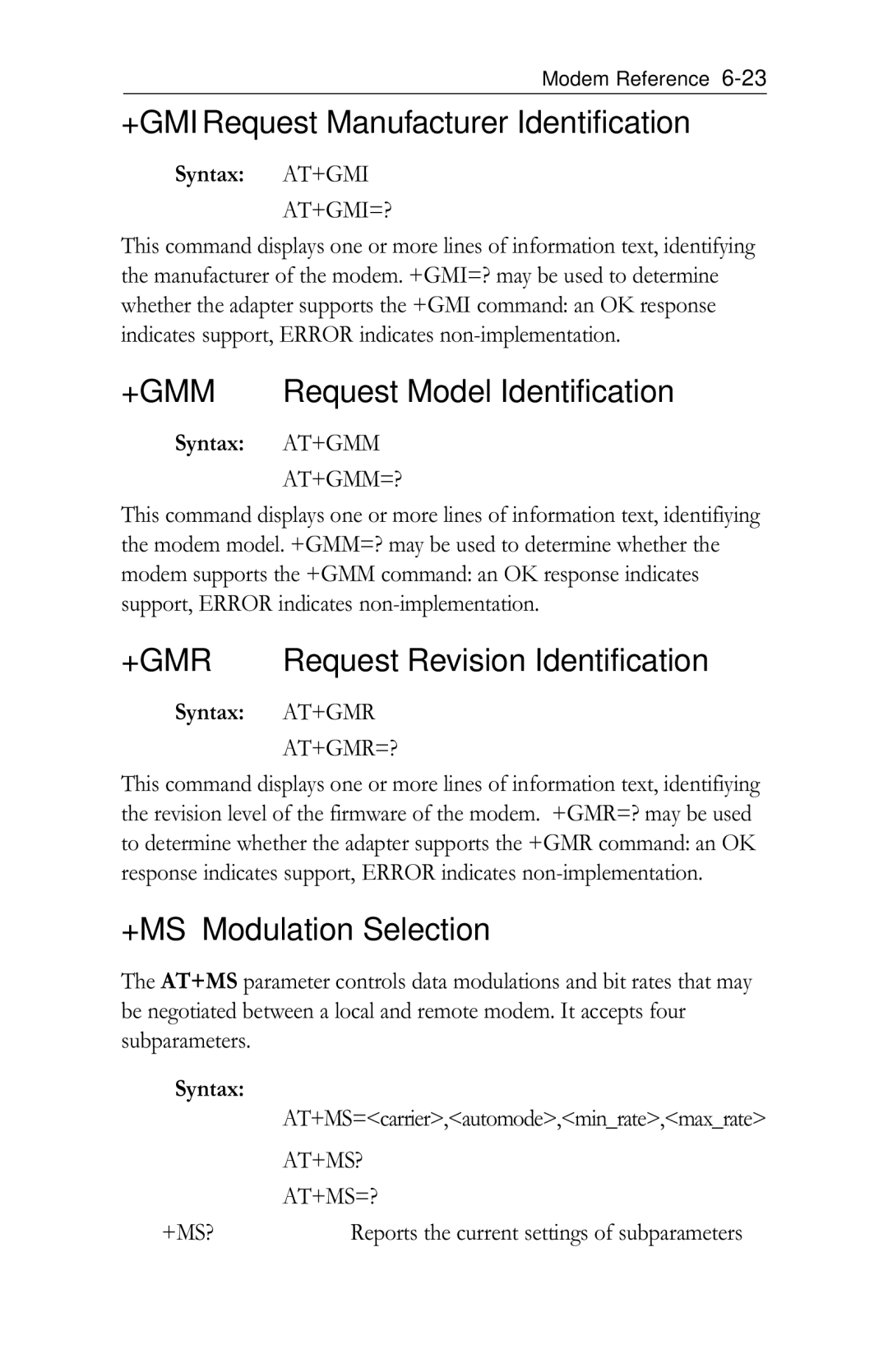 Intel PRO/100 appendix +GMIRequest Manufacturer Identification, +GMM Request Model Identification, +MS Modulation Selection 