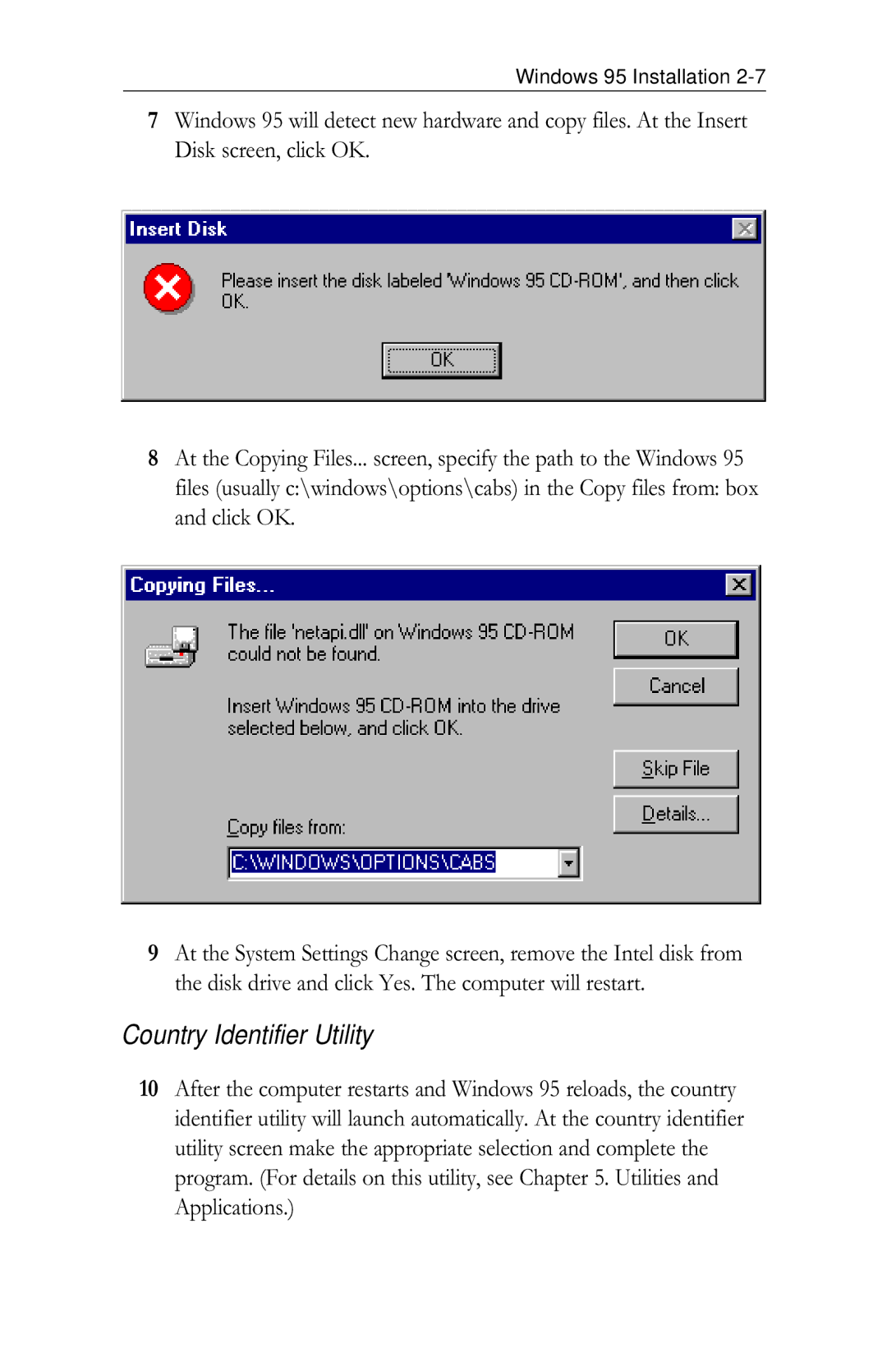 Intel PRO/100 appendix Country Identifier Utility 