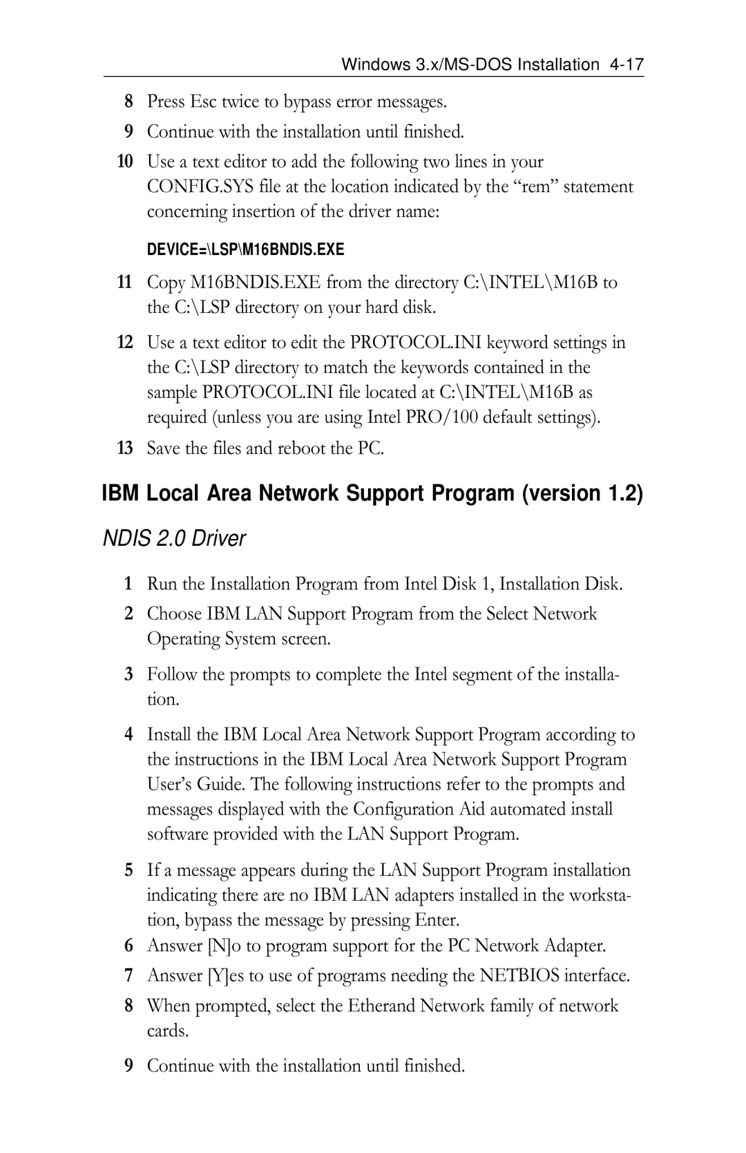 Intel PRO/100 appendix Save the files and reboot the PC 