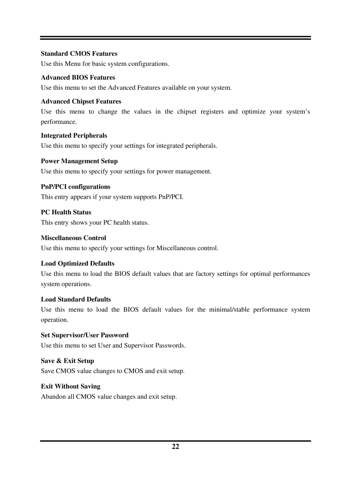 Intel PT800DBZ, PT800DBP Standard Cmos Features, Advanced Bios Features, Advanced Chipset Features, Integrated Peripherals 