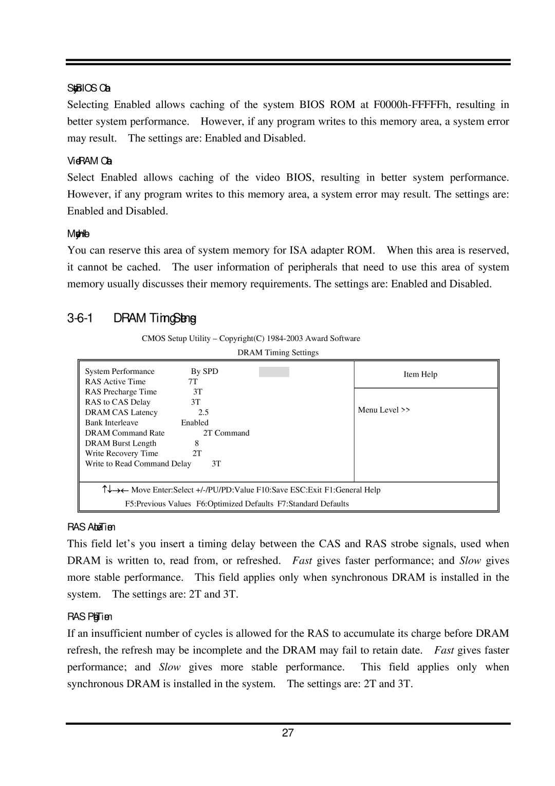 Intel PT800DBZ, PT800DBP, VIA 8237, VIA PT800 user manual Dram Timing Settings 