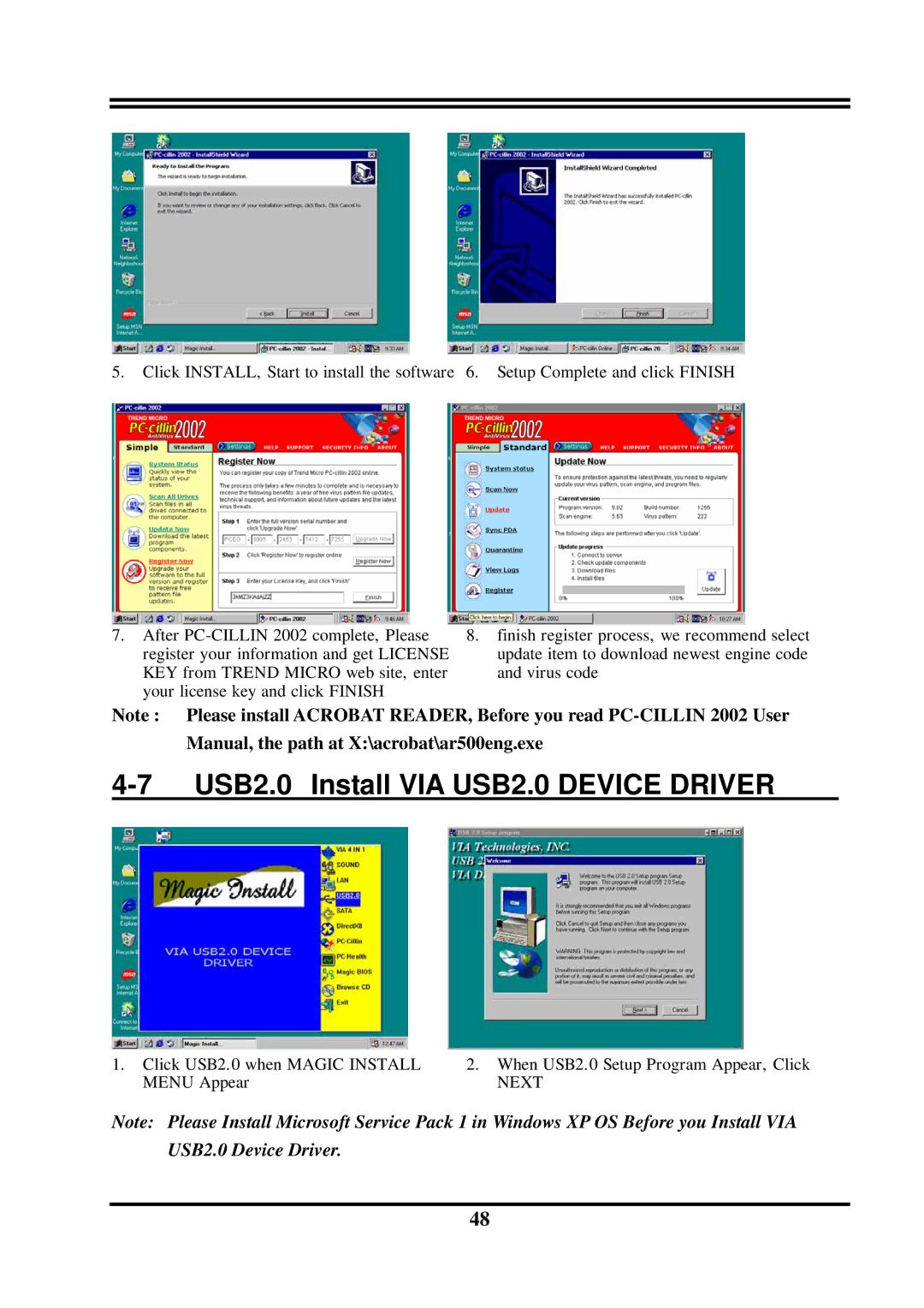 Intel VIA 8237, PT800DBP, PT800DBZ, VIA PT800 user manual USB2.0 Install VIA USB2.0 Device Driver, Next 