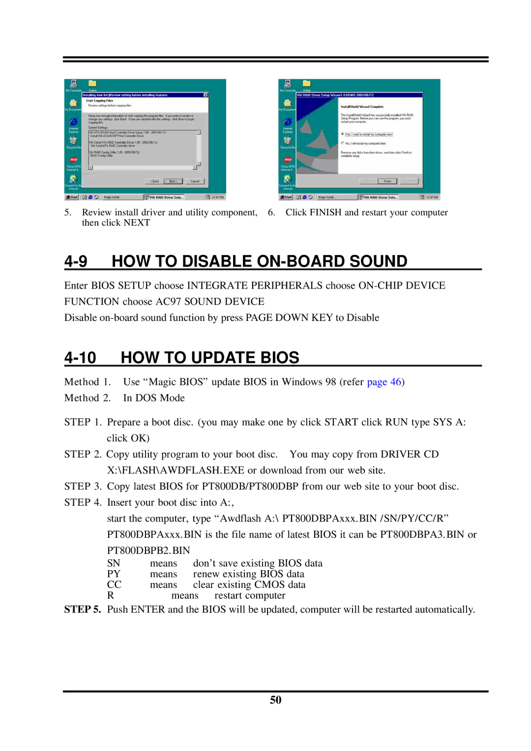 Intel PT800DBP, PT800DBZ, VIA 8237, VIA PT800 user manual HOW to Disable ON-BOARD Sound 