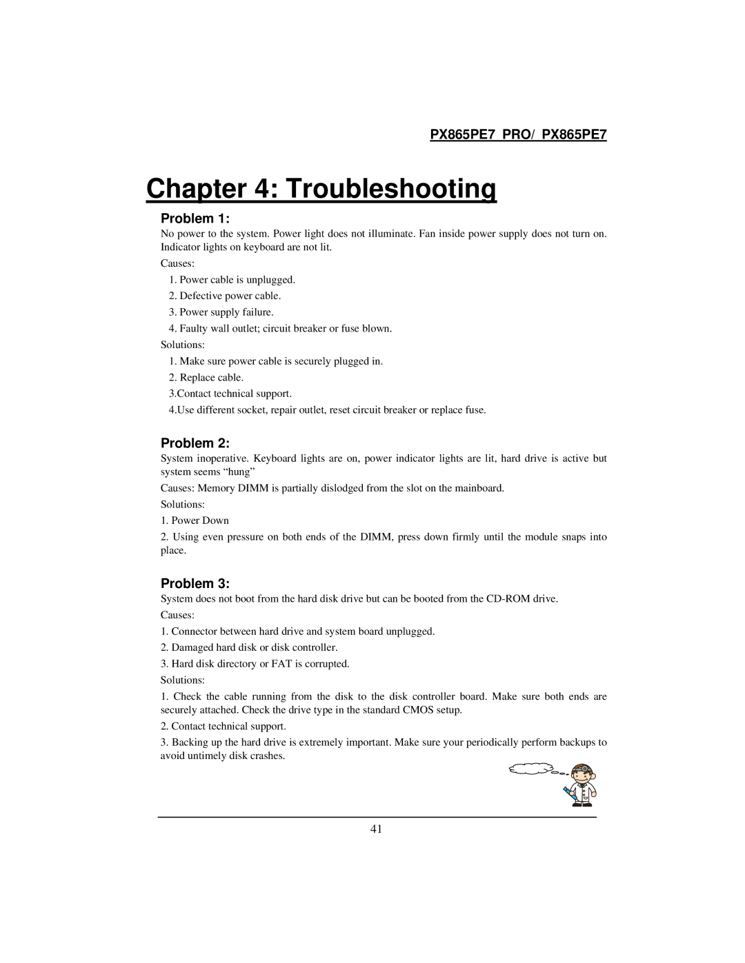 Intel PX865PE7 warranty Troubleshooting 