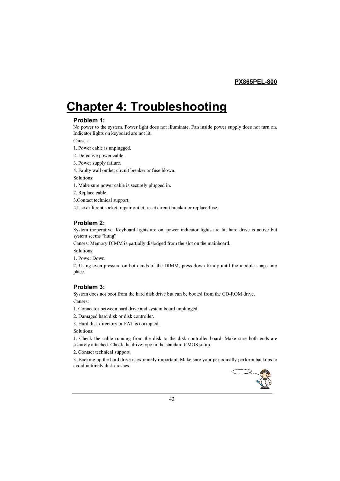 Intel PX865PEL-800 warranty Troubleshooting 