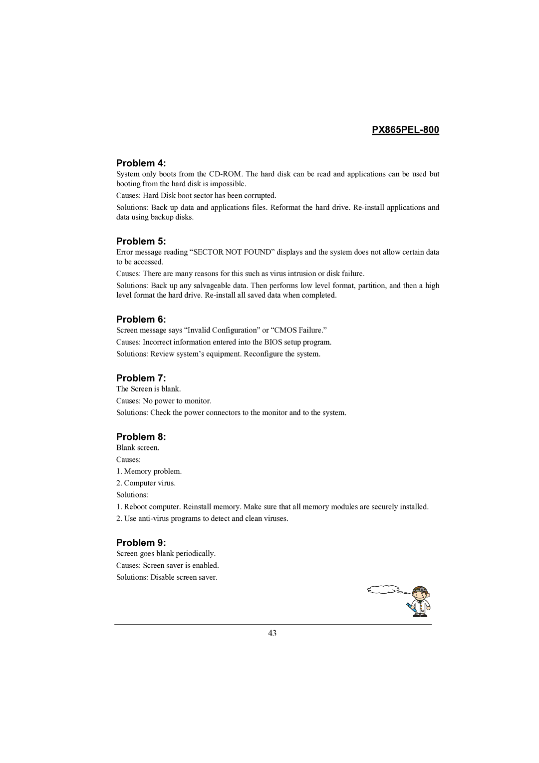 Intel warranty PX865PEL-800 Problem 