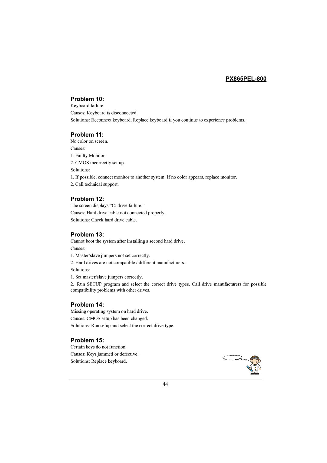 Intel warranty PX865PEL-800 Problem 