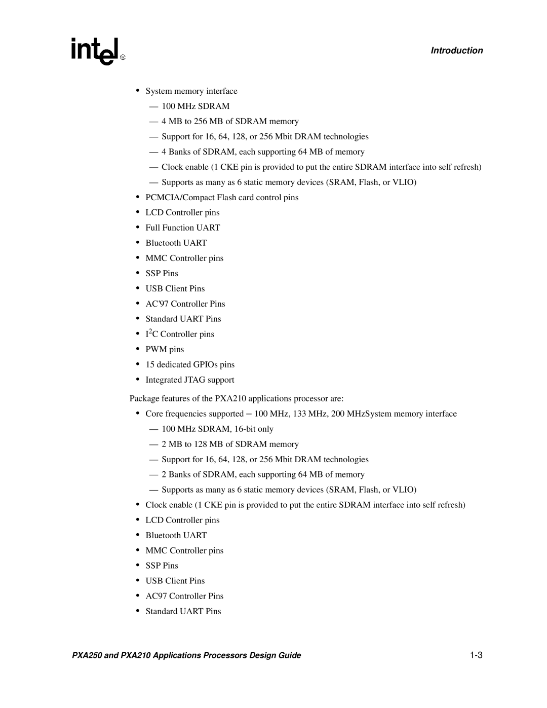 Intel manual PXA250 and PXA210 Applications Processors Design Guide 