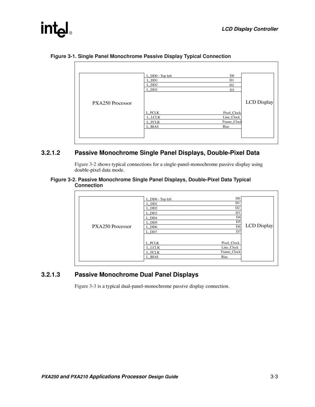 Intel PXA250 and PXA210 manual Passive Monochrome Single Panel Displays, Double-Pixel Data 