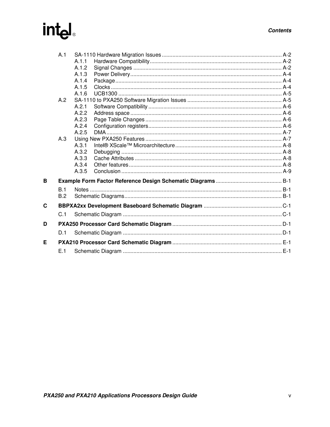 Intel PXA250 and PXA210 manual Example Form Factor Reference Design Schematic Diagrams 