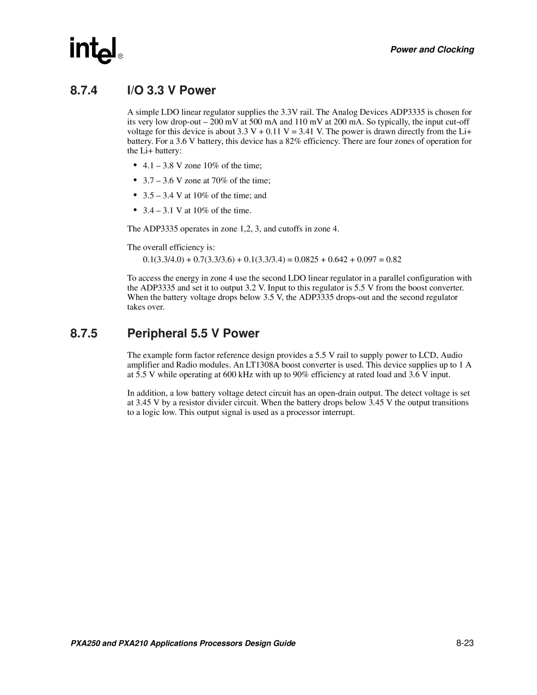 Intel PXA250 and PXA210 manual 4 I/O 3.3 V Power, Peripheral 5.5 V Power 