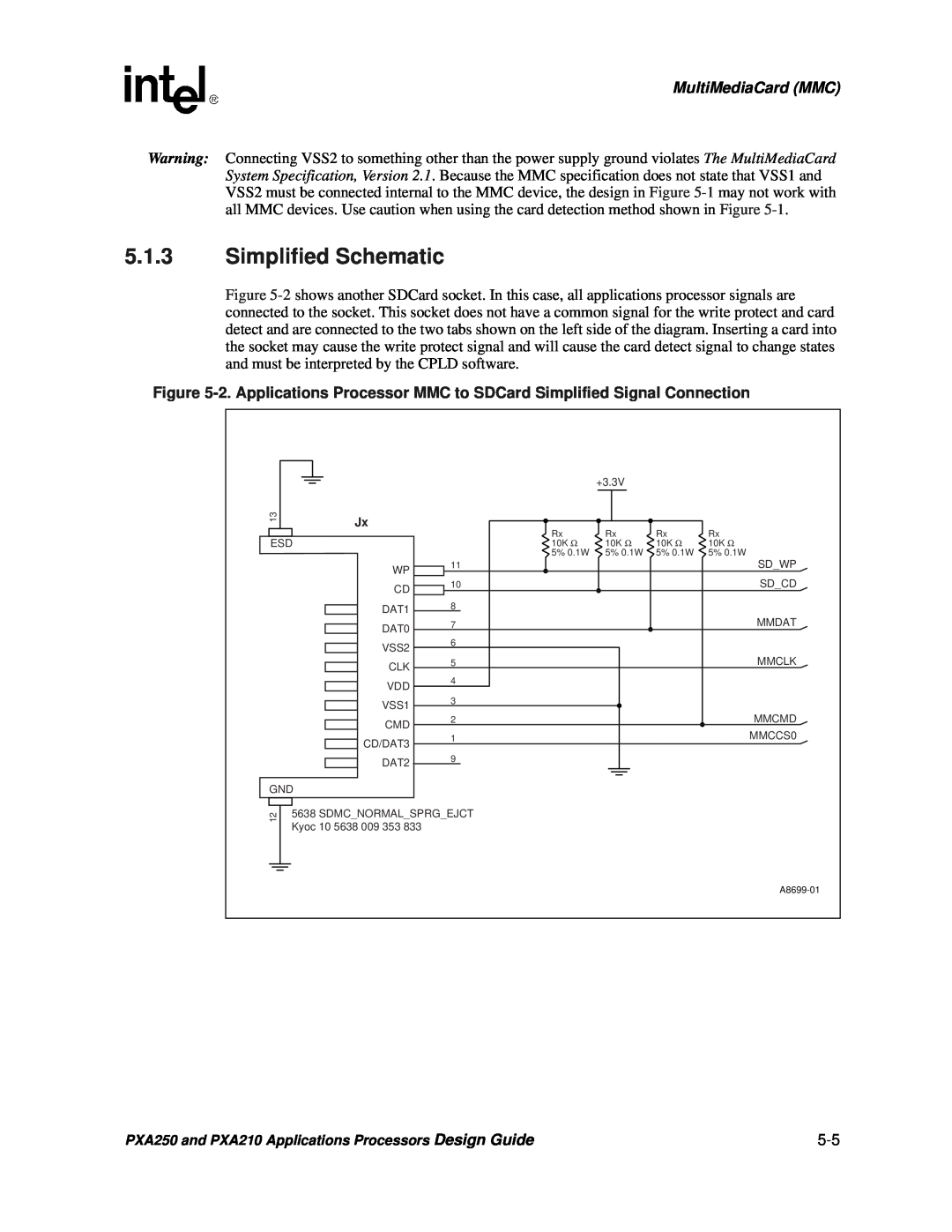 Intel PXA250 and PXA210 manual Simplified Schematic, MultiMediaCard MMC 