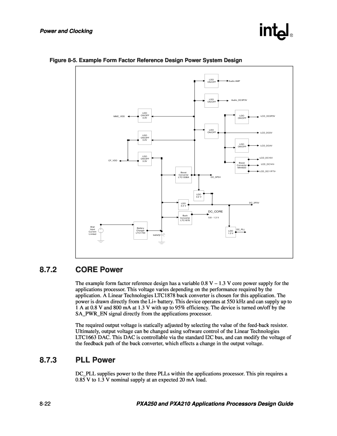 Intel manual CORE Power, PLL Power, Power and Clocking, PXA250 and PXA210 Applications Processors Design Guide 