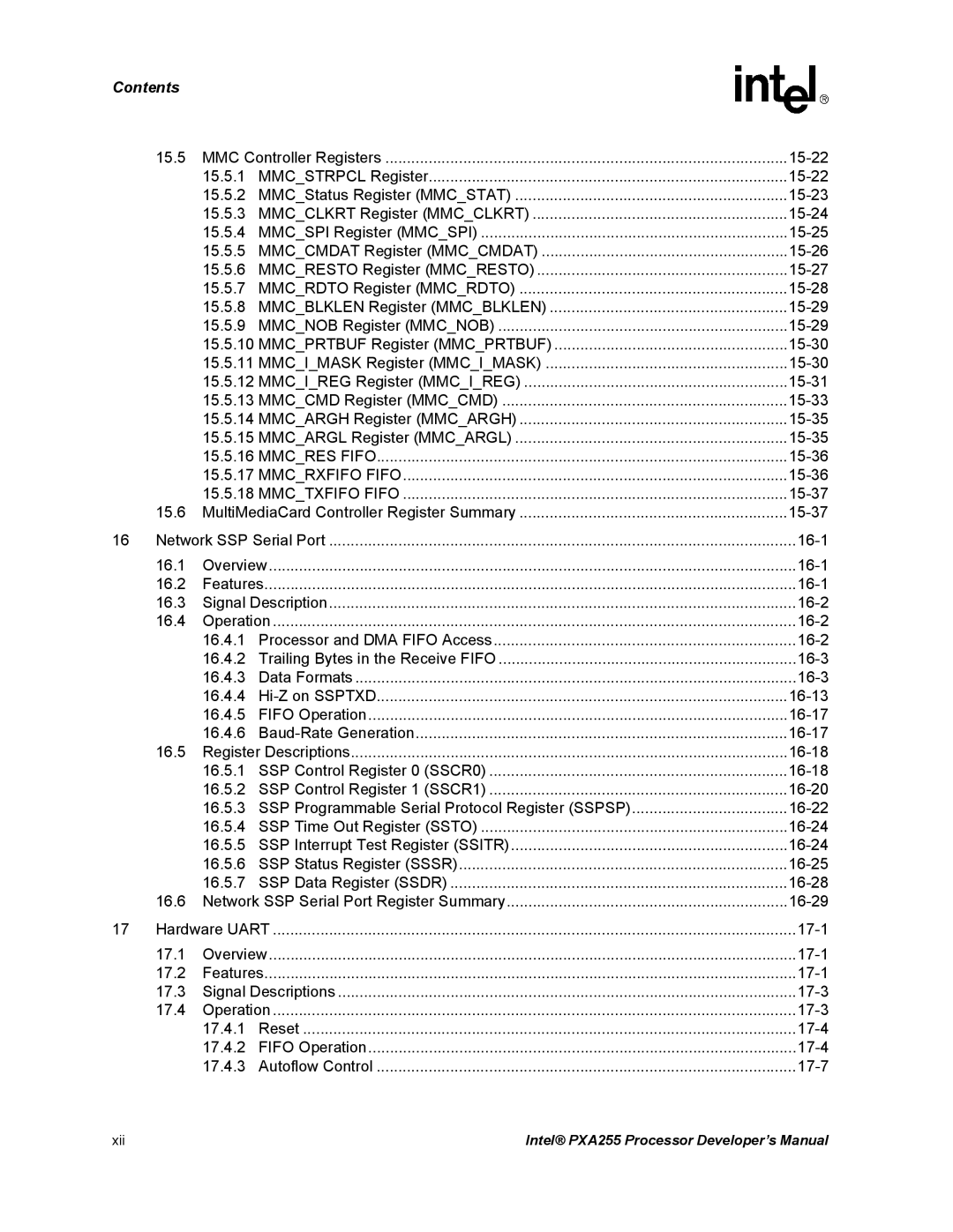 Intel PXA255 manual 15.5 