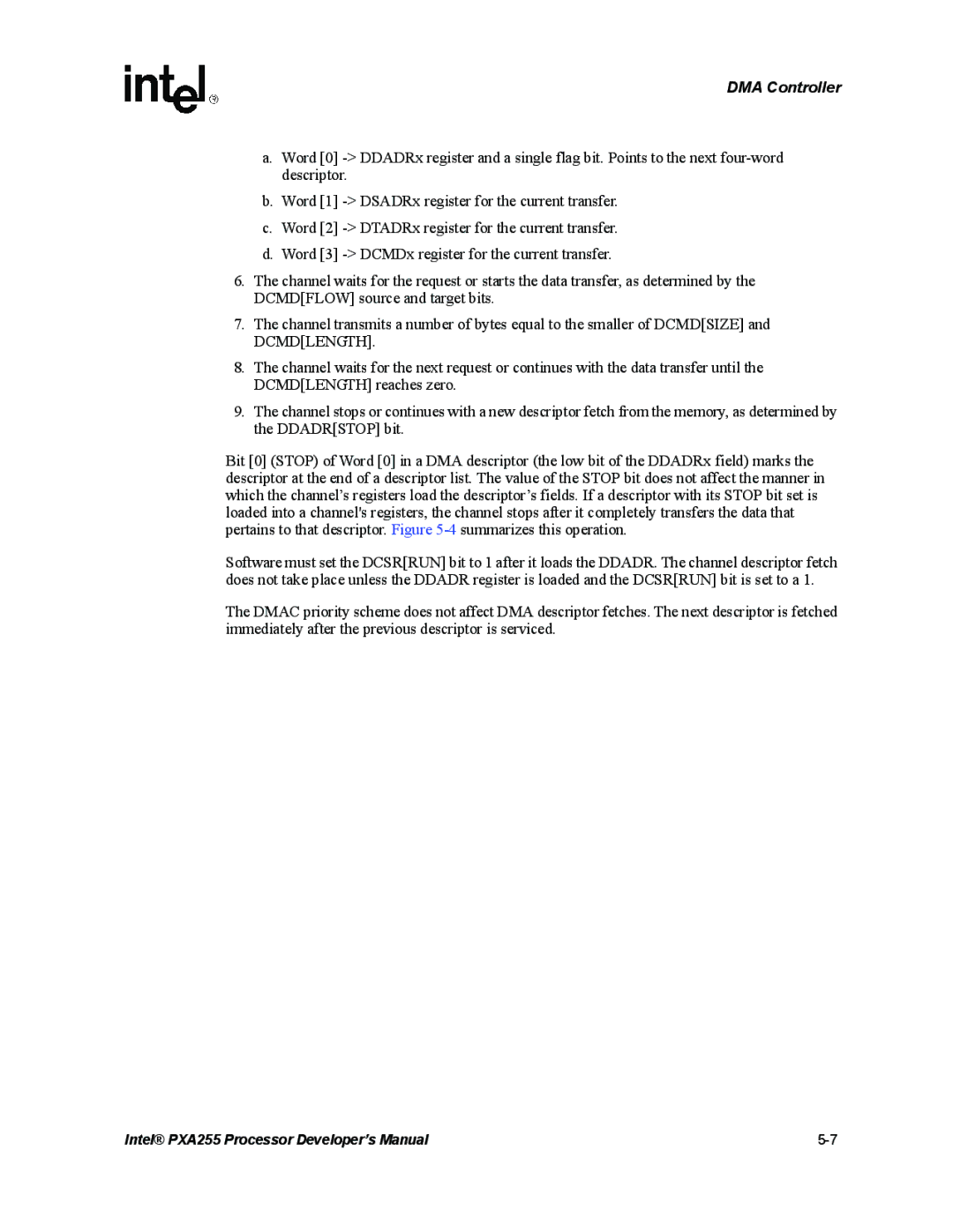 Intel PXA255 manual DMA Controller 