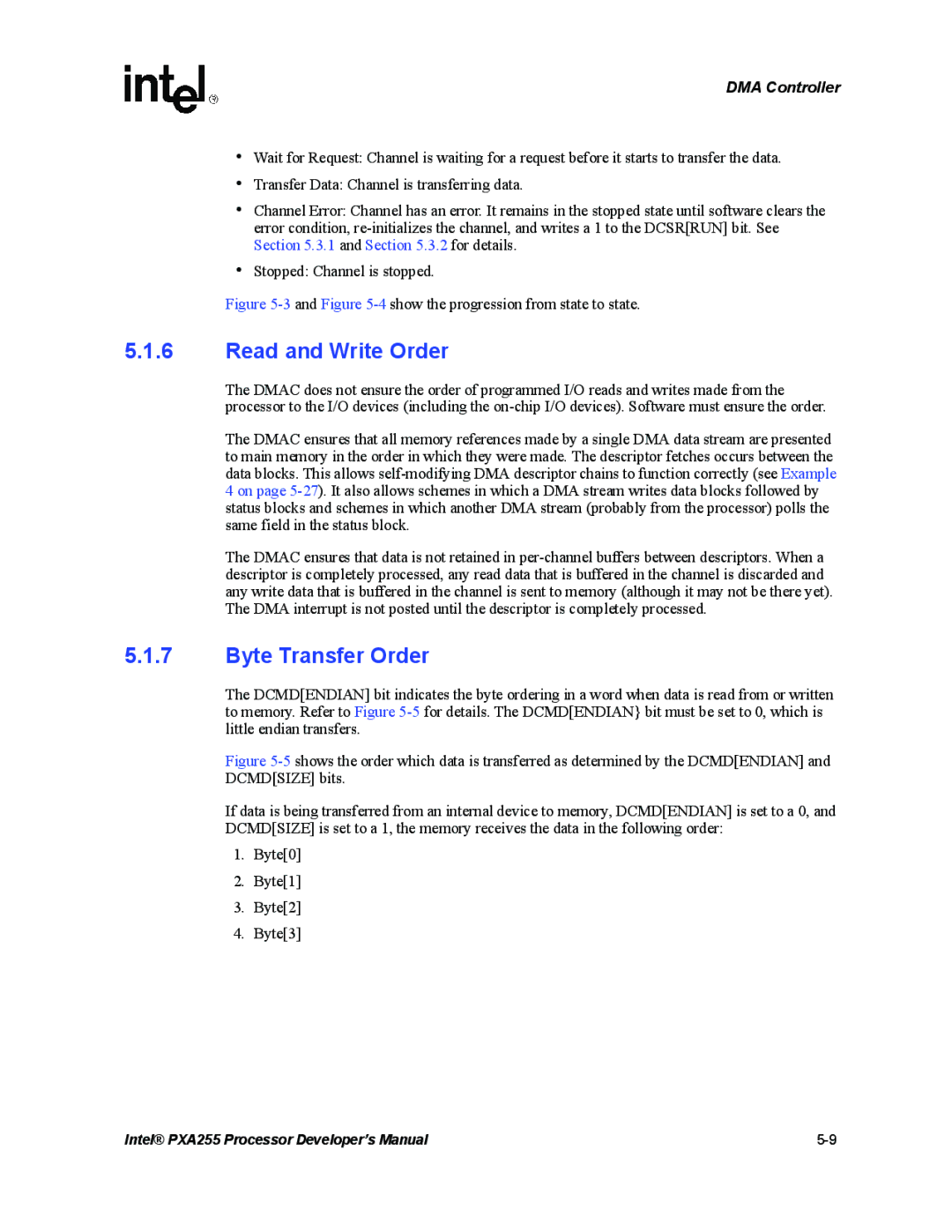 Intel PXA255 manual Read and Write Order, Byte Transfer Order 