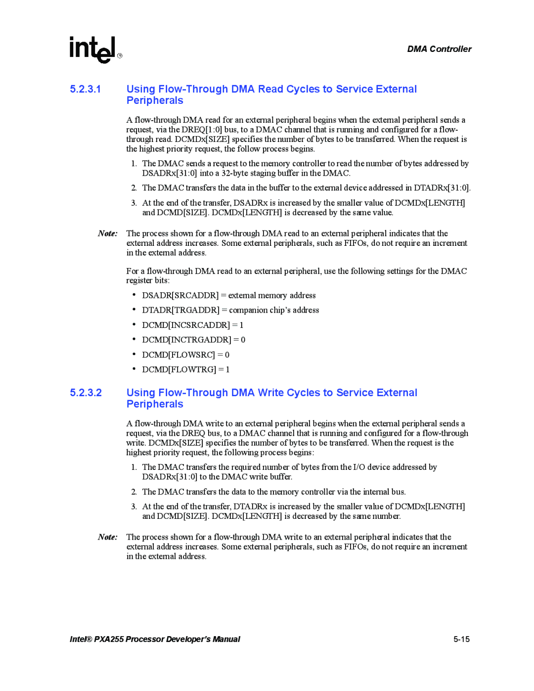 Intel PXA255 manual DMA Controller 