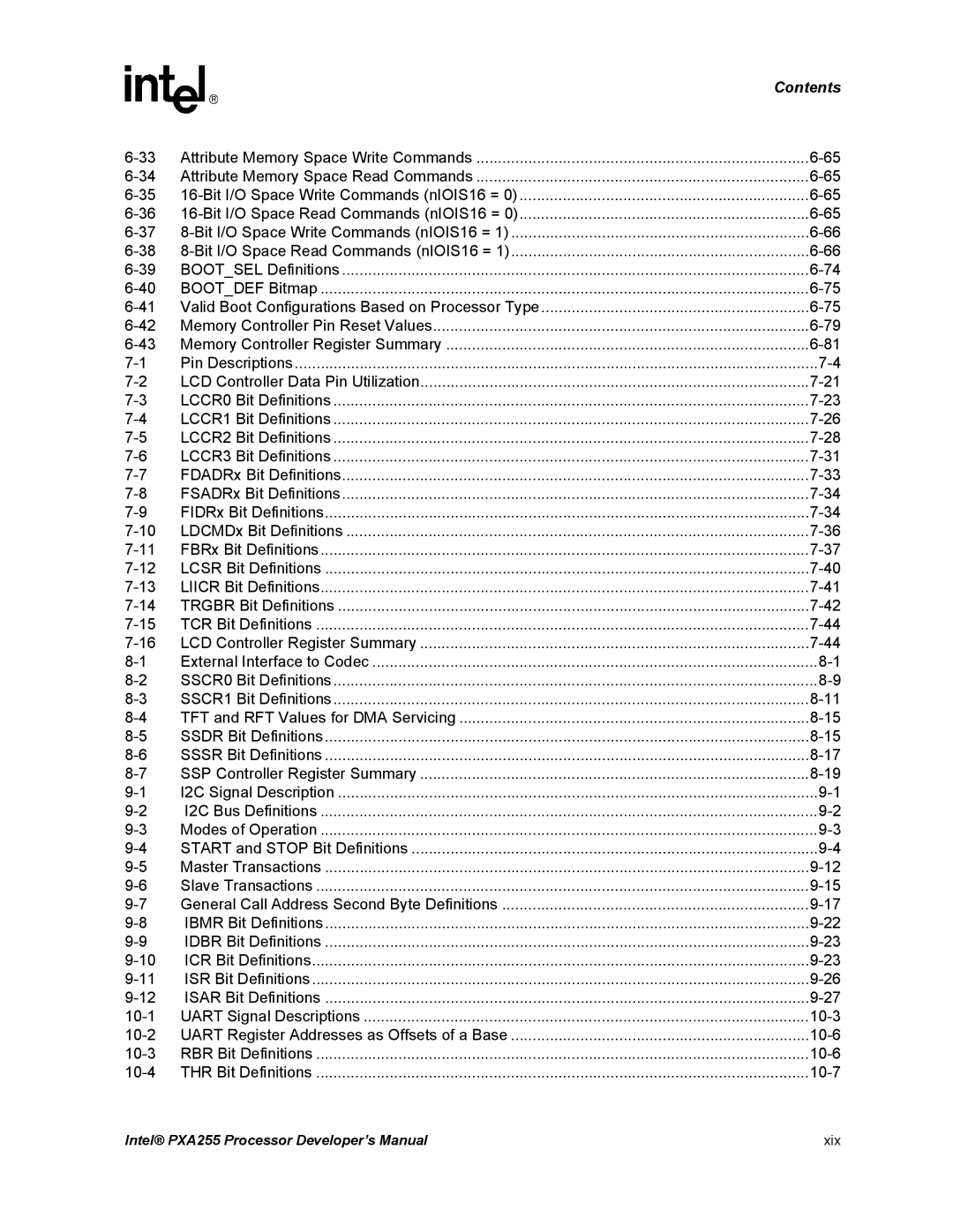 Intel PXA255 manual 10-6 