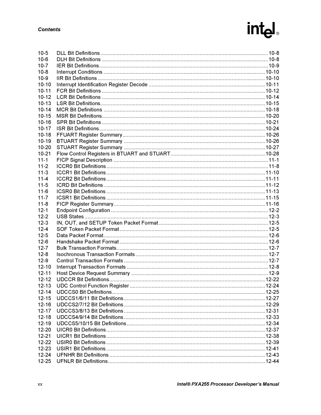 Intel PXA255 manual 10-8 