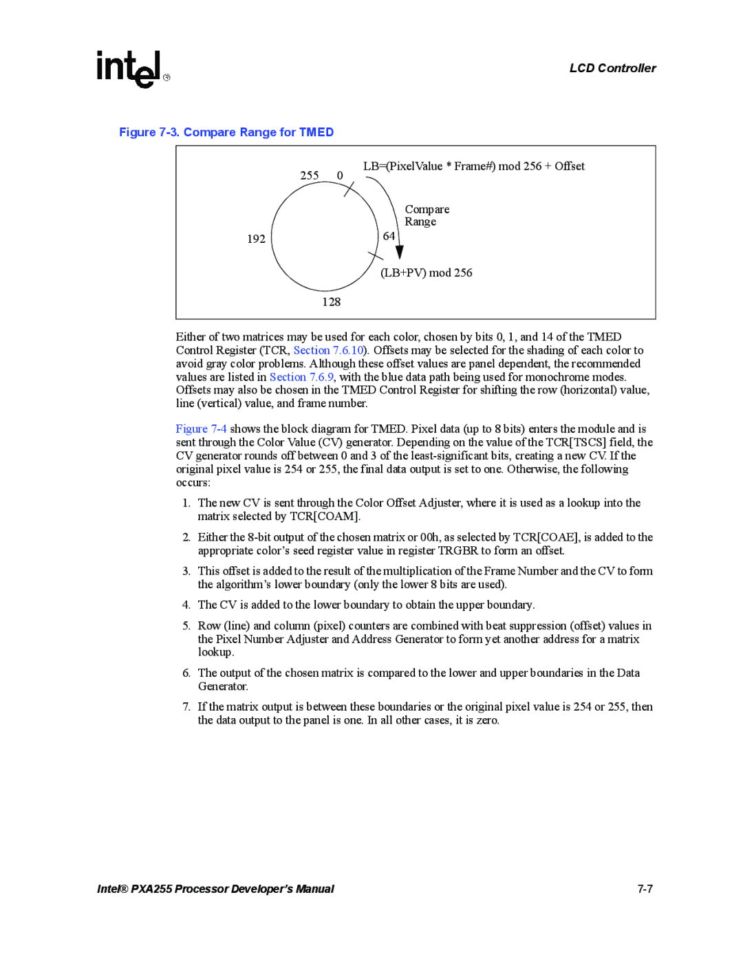 Intel PXA255 manual Compare Range for Tmed 