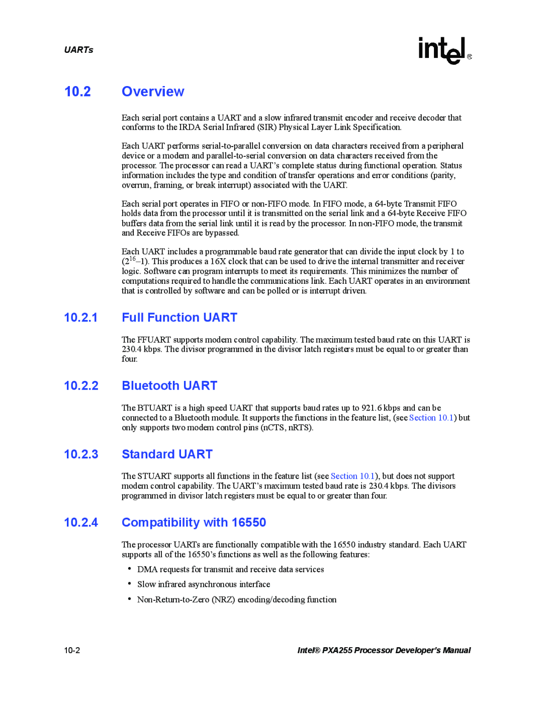 Intel PXA255 manual Full Function Uart, Bluetooth Uart, Standard Uart, Compatibility with 