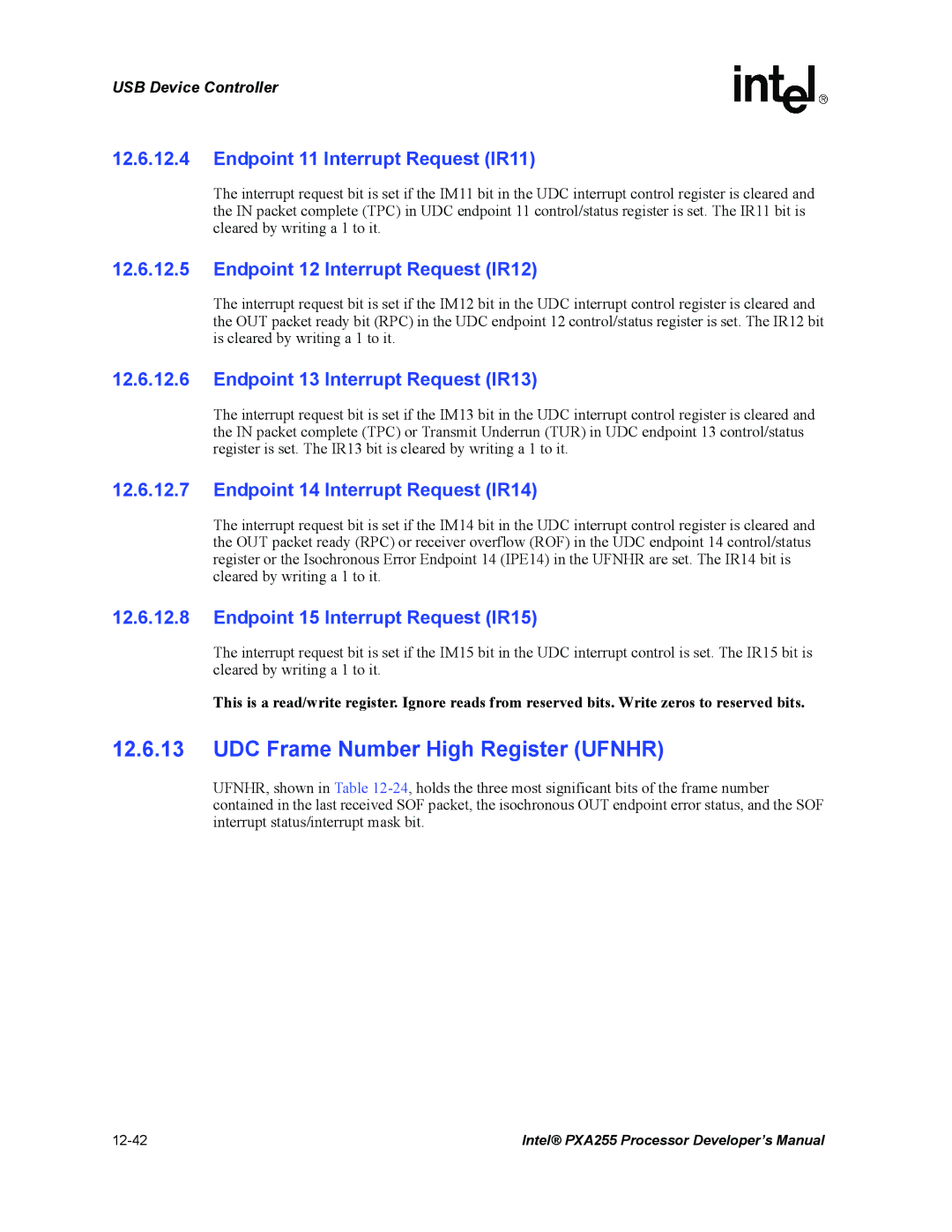 Intel PXA255 manual UDC Frame Number High Register Ufnhr 