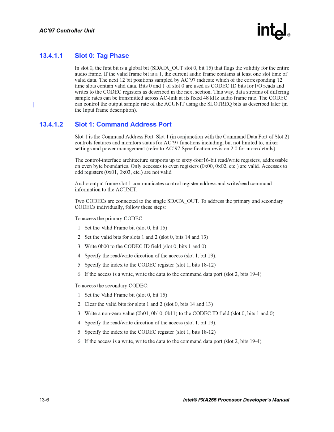 Intel PXA255 manual Slot 0 Tag Phase, Slot 1 Command Address Port 