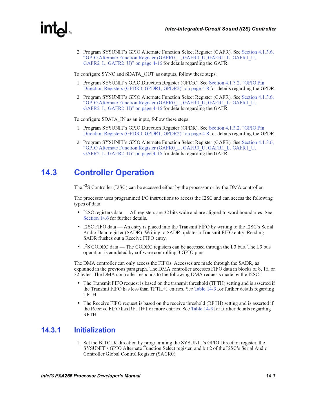 Intel PXA255 manual Controller Operation, Initialization 