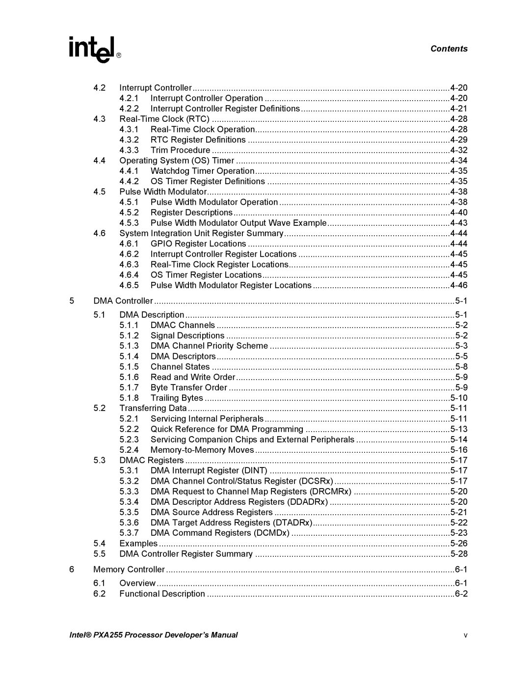 Intel PXA255 manual Contents 