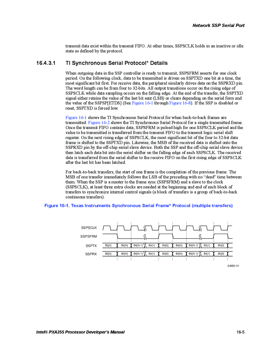 Intel PXA255 manual TI Synchronous Serial Protocol* Details 