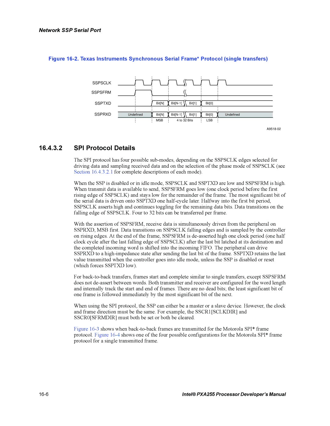 Intel PXA255 manual SPI Protocol Details 