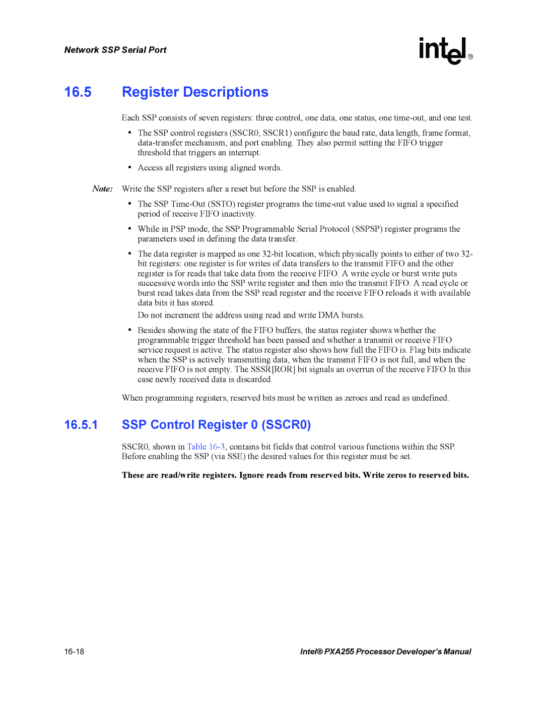 Intel manual Intel PXA255 Processor Developer’s Manual 