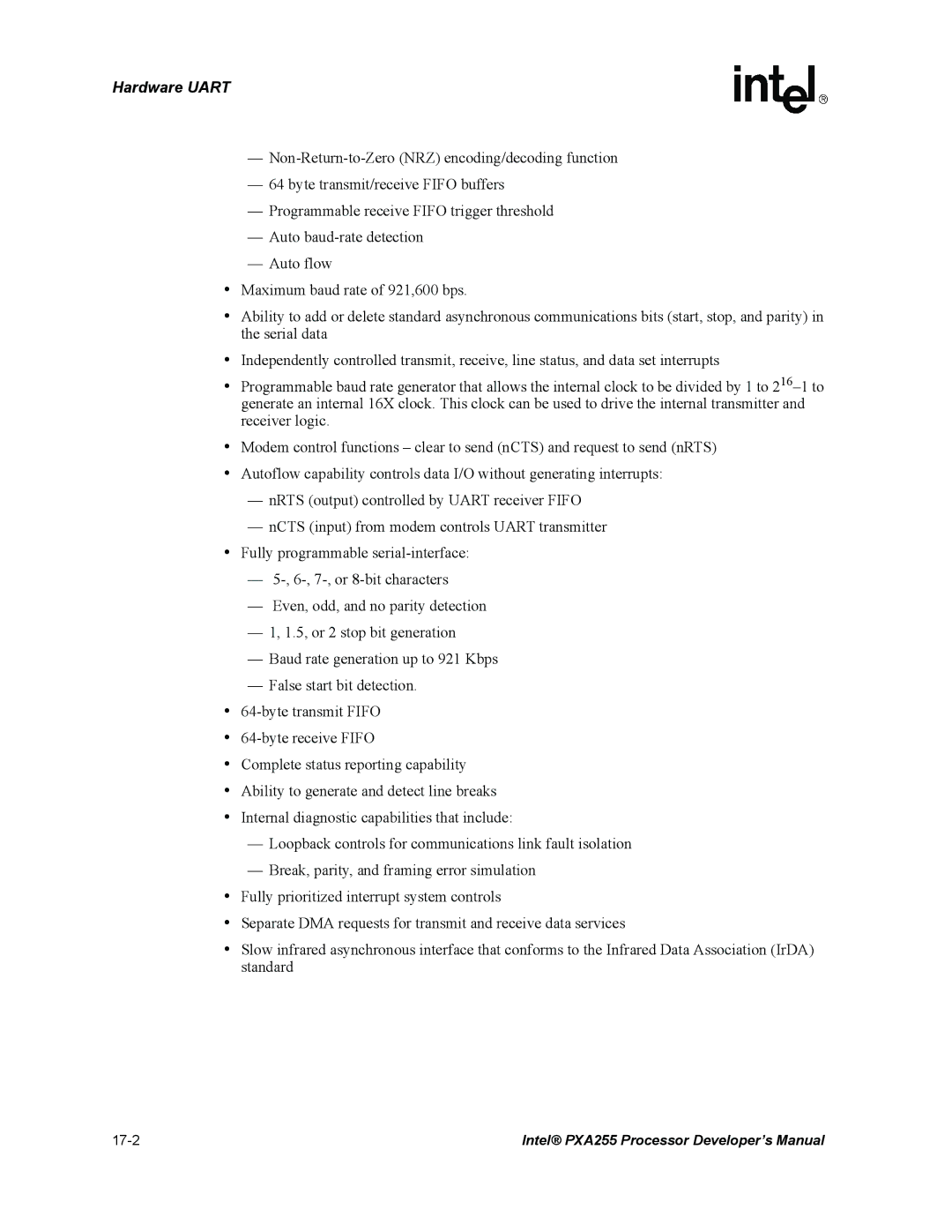 Intel PXA255 manual Hardware Uart 