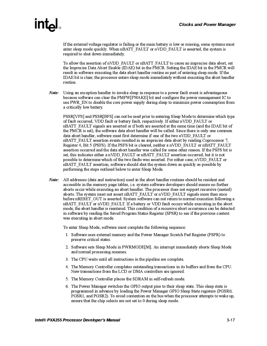 Intel PXA255 manual Clocks and Power Manager 