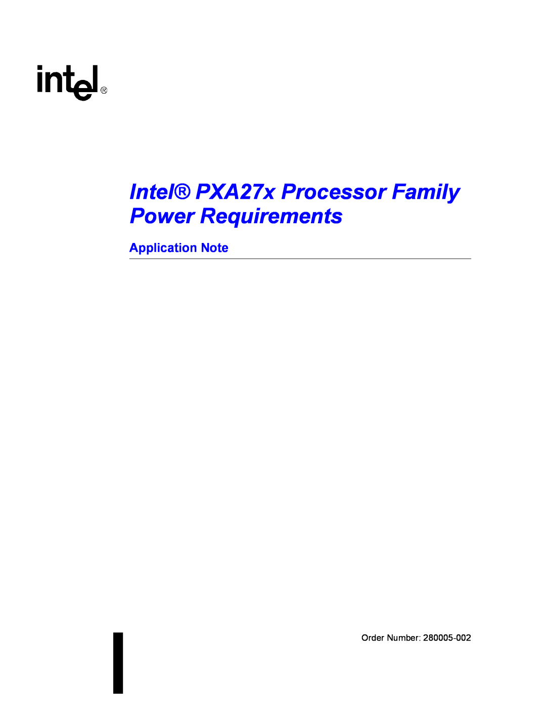 Intel PXA27X manual Intel PXA27x Processor Family Power Requirements, Application Note 