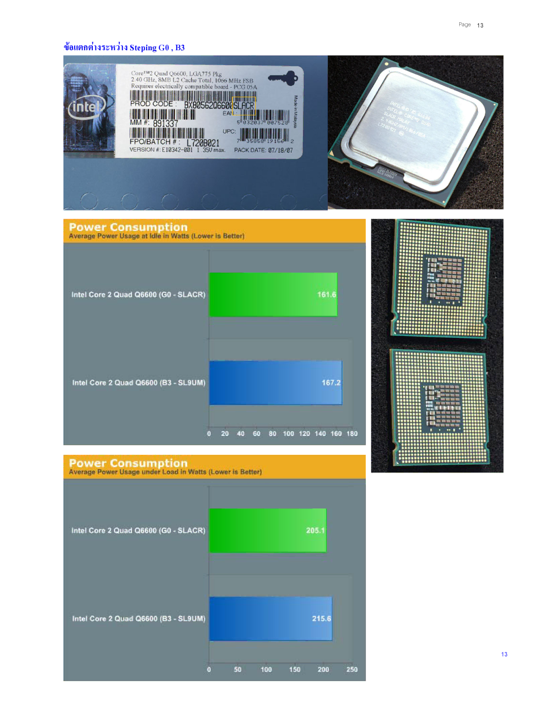 Intel Q6600 manual 6ขอแตกตางระหวางSteping G0 , B3 