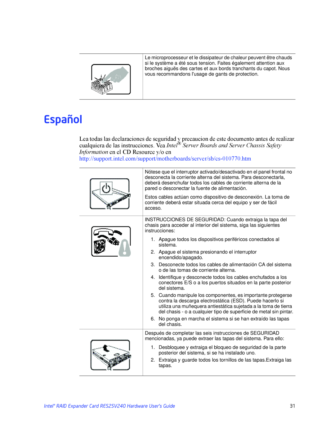 Intel RES2SV240 manual Español 