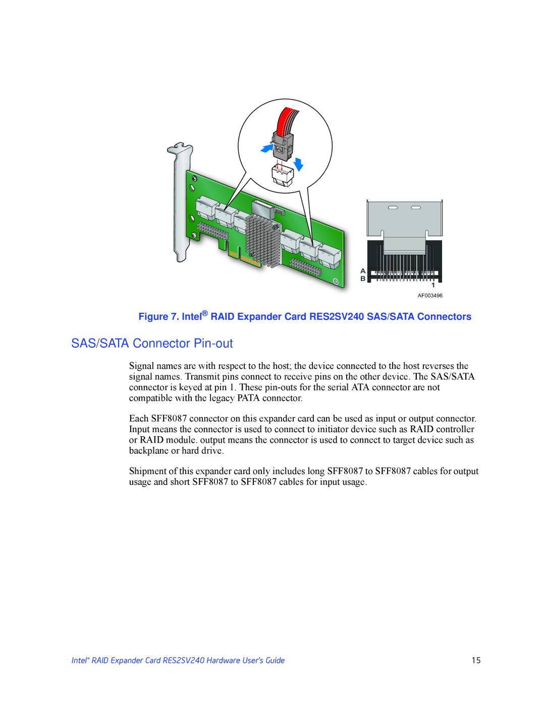 Intel RES2SV240 manual SAS/SATA Connector Pin-out 