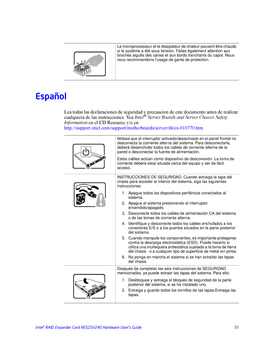 Intel RES2SV240 manual Español 