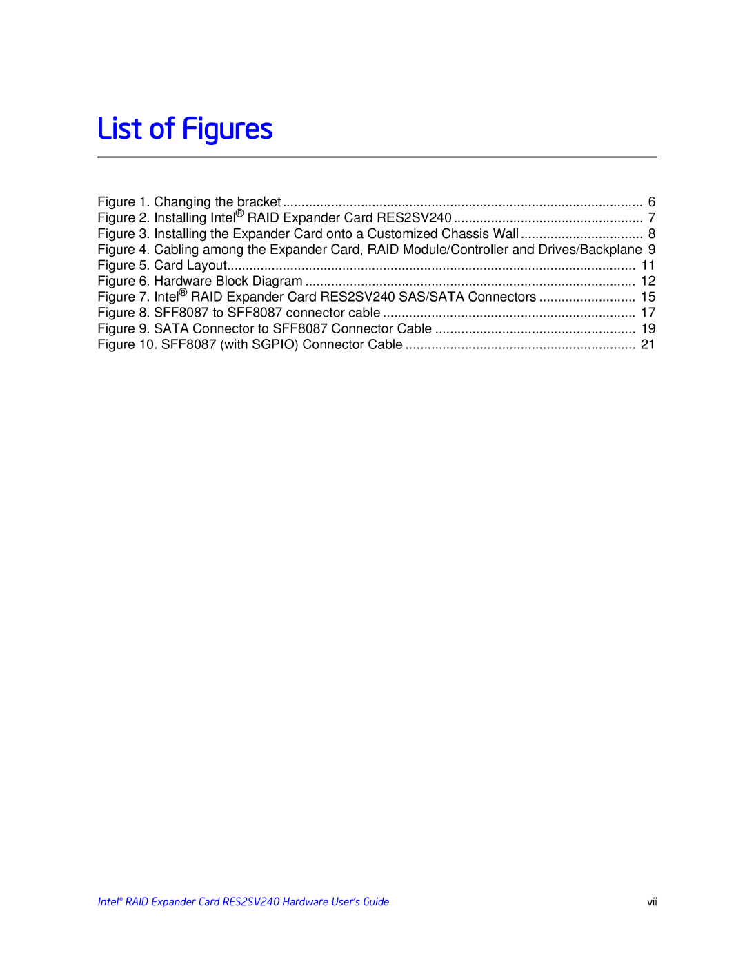 Intel RES2SV240 manual List of Figures 