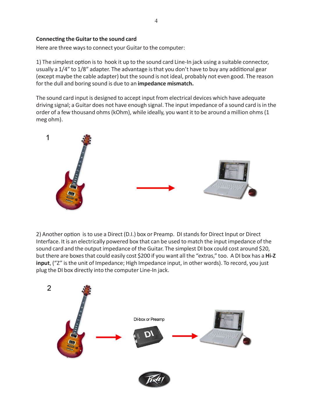 Intel ReValver MK III manual Connecting the Guitar to the sound card 