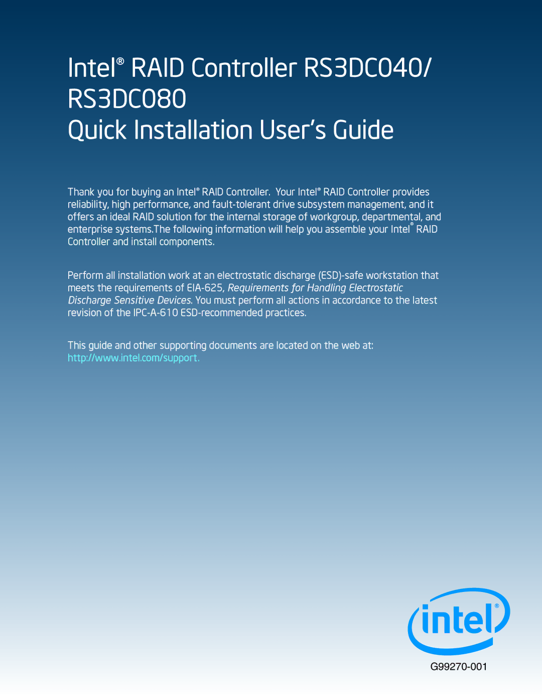 Intel RS3DC080 manual G99270-001 