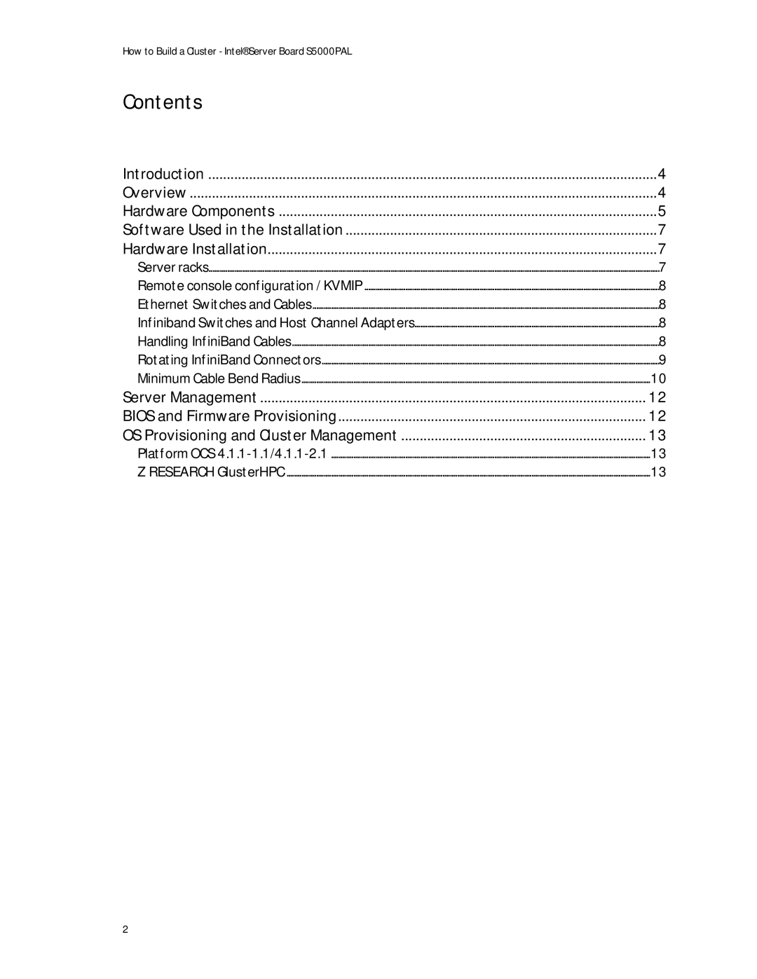 Intel S5000PAL manual Contents 