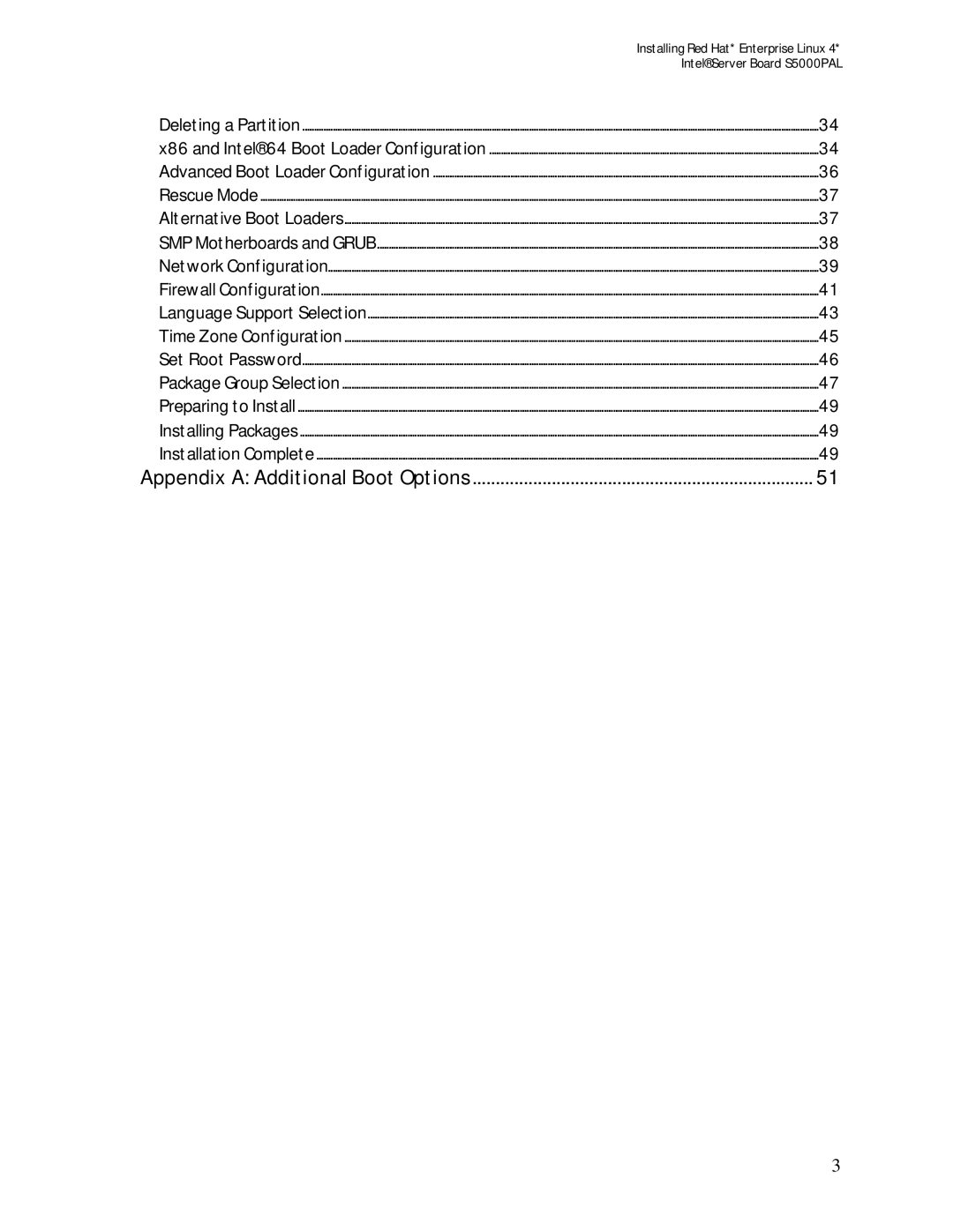 Intel S5000PAL manual Appendix a Additional Boot Options 