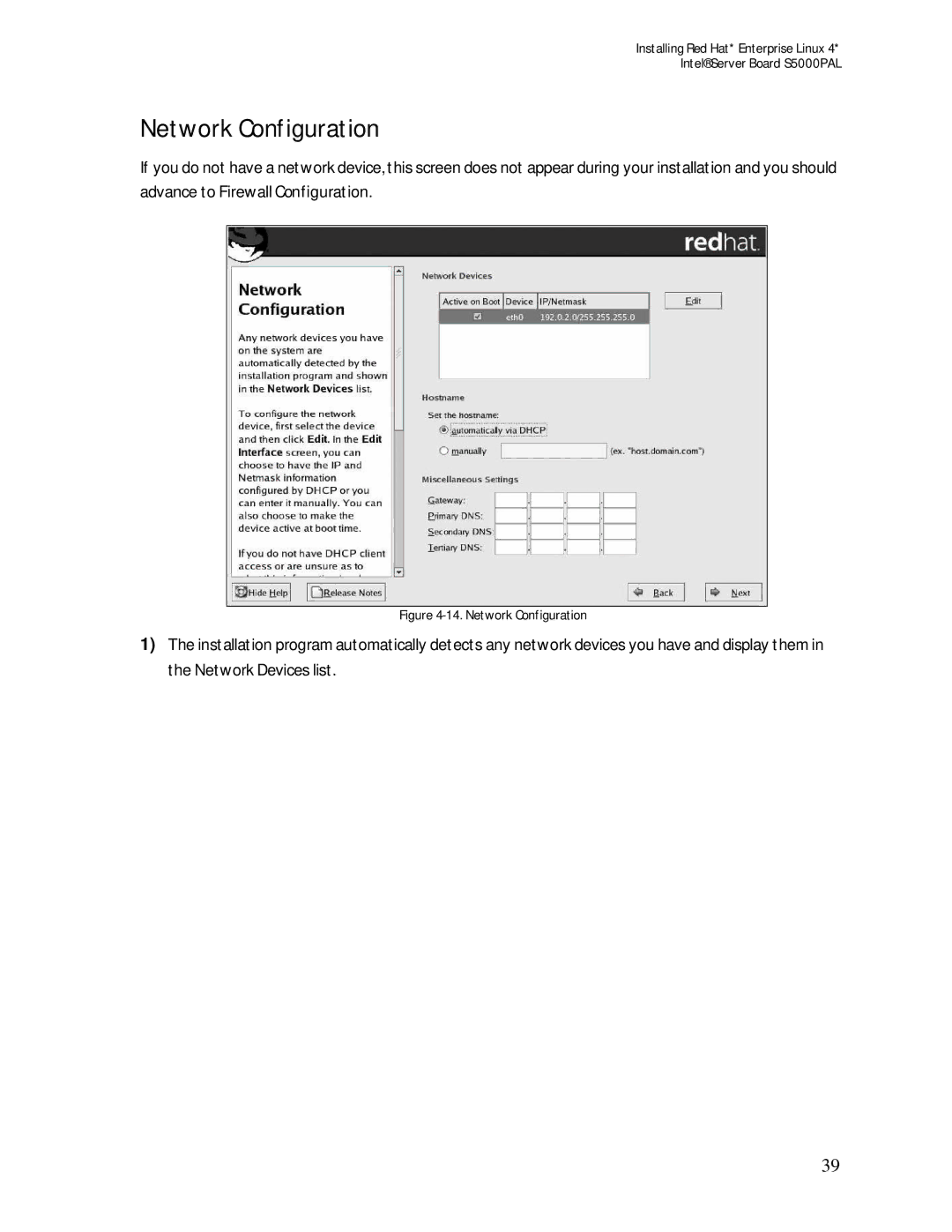 Intel S5000PAL manual Network Configuration 