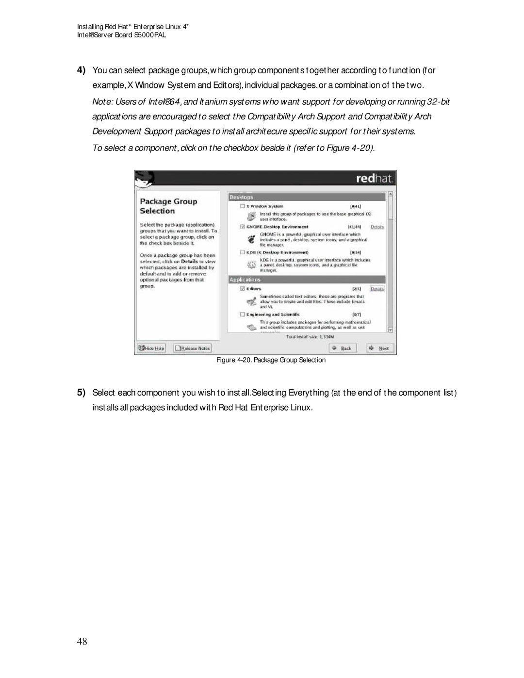 Intel S5000PAL manual Package Group Selection 