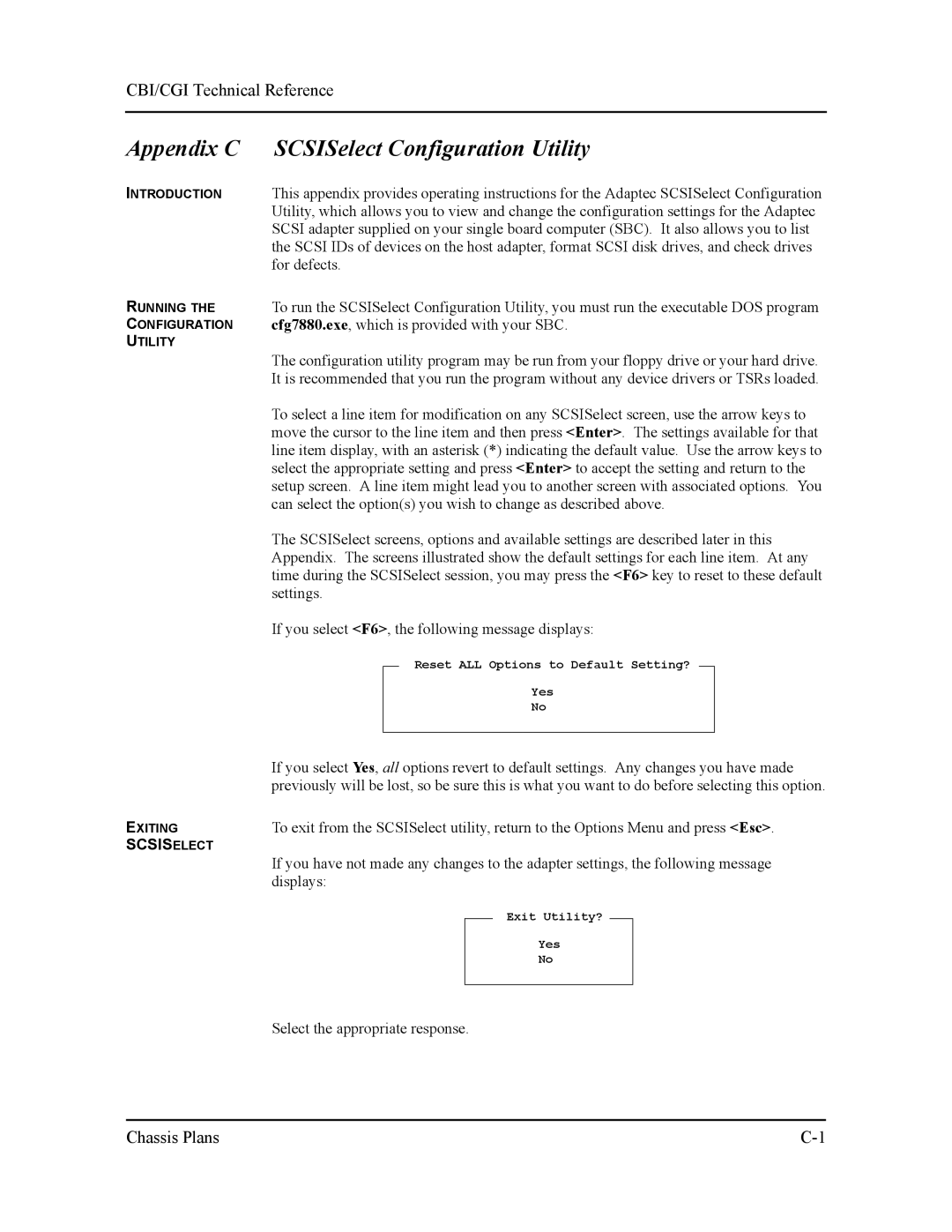 Intel S5721-xxx manual Appendix C SCSISelect Configuration Utility, Scsiselect 