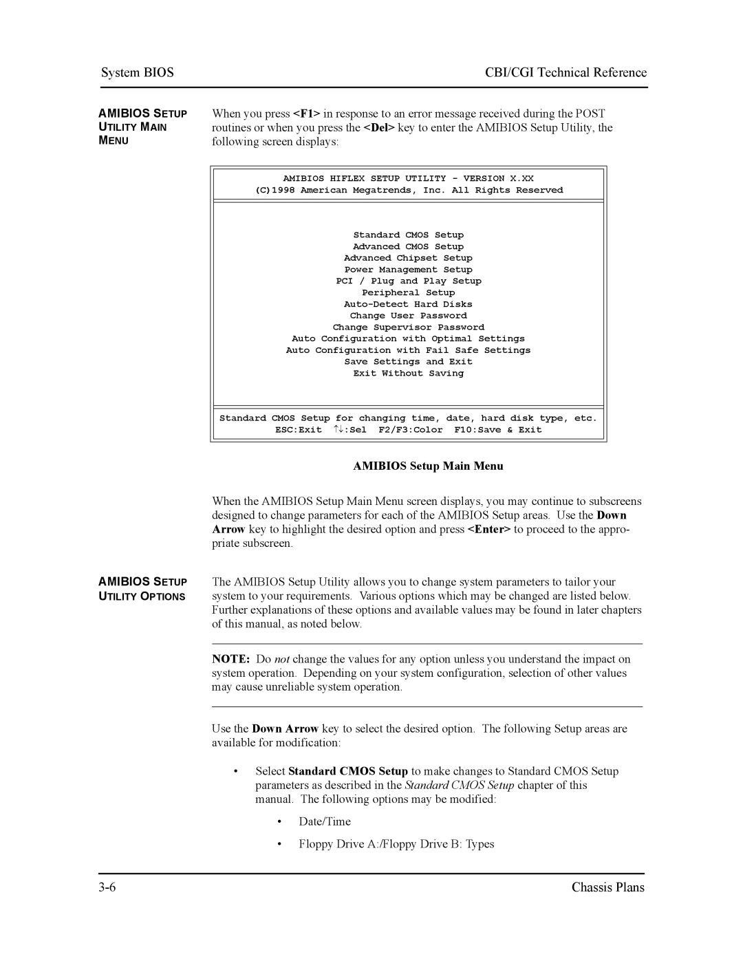 Intel S5721-xxx manual Amibios Setup Main Menu, Amibios Hiflex Setup Utility Version 