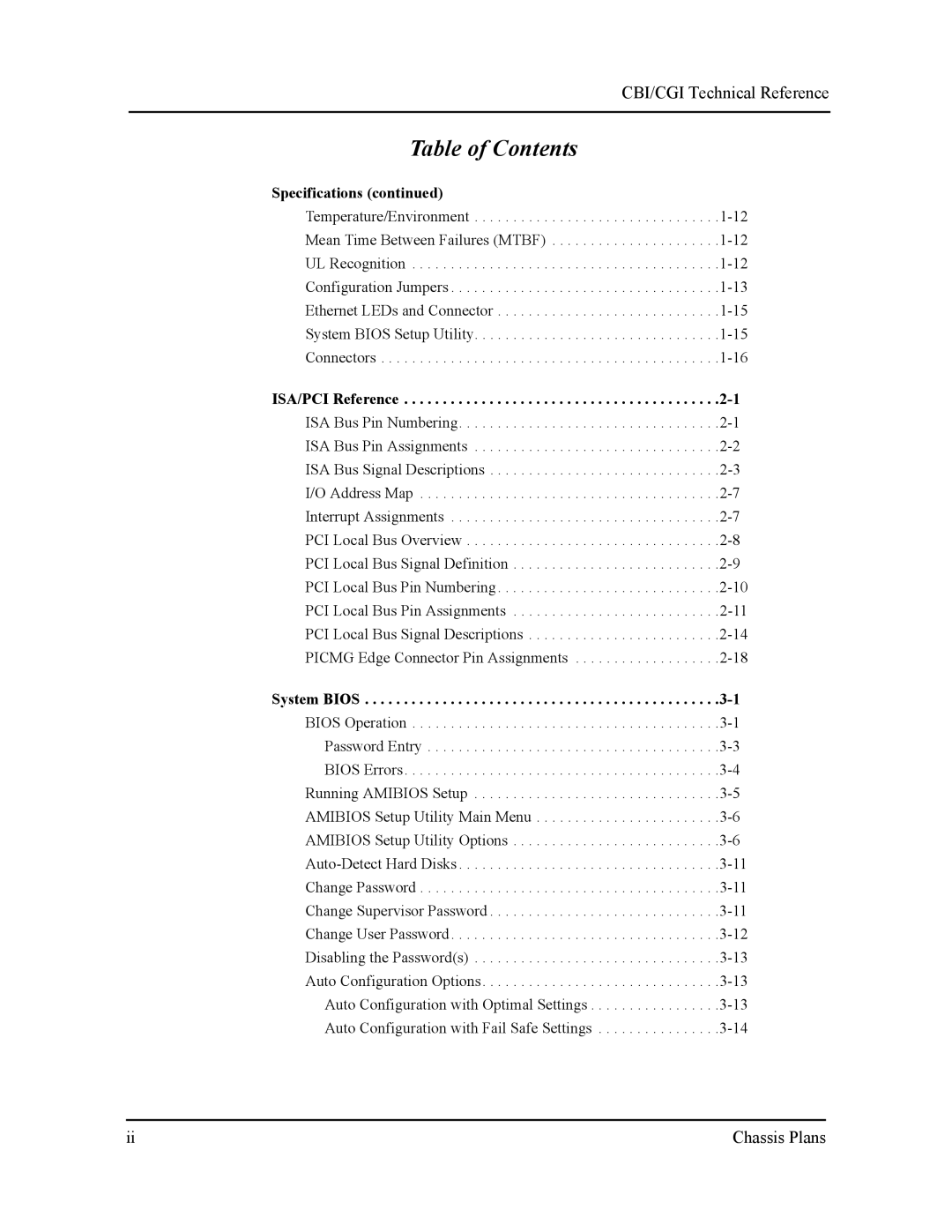 Intel S5721-xxx manual ISA/PCI Reference, System Bios 